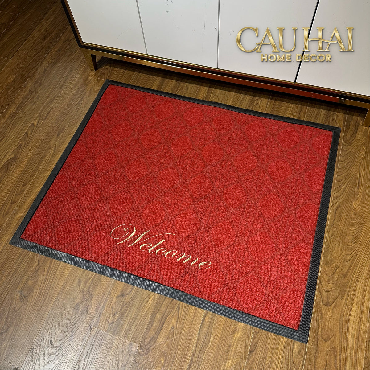 Thảm Ngăn Bụi Sợi Poly Dệt 80x100 Rouge Cannage Bienvenue - Dập Viền Da-THẢM TRẢI SÀN-CẬU HAI HOME DECOR-CẬU HAI HOME DECOR