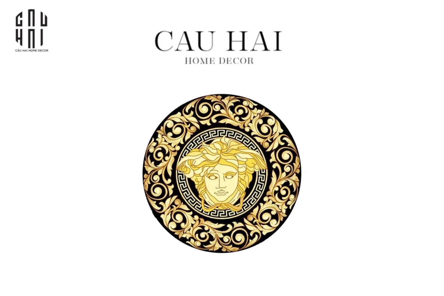 THẢM TRÒN D80 TRẢI SÀN NHUNG BỈ - ROUND CARPET BAROQUE - MEDUSA FASCINATION - CẬU HAI HOME DECOR