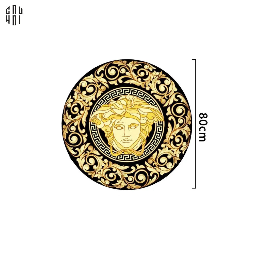 THẢM TRÒN D80 TRẢI SÀN NHUNG BỈ - ROUND CARPET BAROQUE - MEDUSA FASCINATION - CẬU HAI HOME DECOR