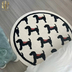 Thảm Tròn Dệt Kim D120/160 - Noble Caniche-CẬU HAI HOME DECOR