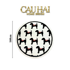 Thảm Tròn Dệt Kim D120/160 - Noble Caniche-CẬU HAI HOME DECOR