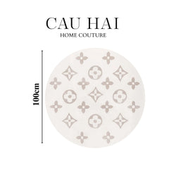 Thảm Tròn Dệt Kim - Fleur D’Ivoire Monogram D100-CẬU HAI HOME DECOR