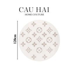 Thảm Tròn Dệt Kim - Fleur D’Ivoire Monogram D100-CẬU HAI HOME DECOR