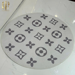 Thảm Tròn Dệt Kim - Fleur D’Ivoire Monogram D100-CẬU HAI HOME DECOR