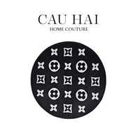 Thảm Tròn Dệt Kim - Le Noir Fleur de Monogram D100-CẬU HAI HOME DECOR