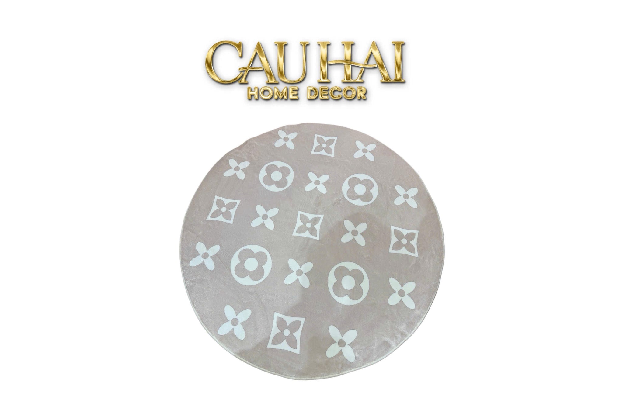 THẢM TRÒN DỆT KIM - LOUIS.V LE BEIGE MONO D100/120 - CẬU HAI HOME DECOR