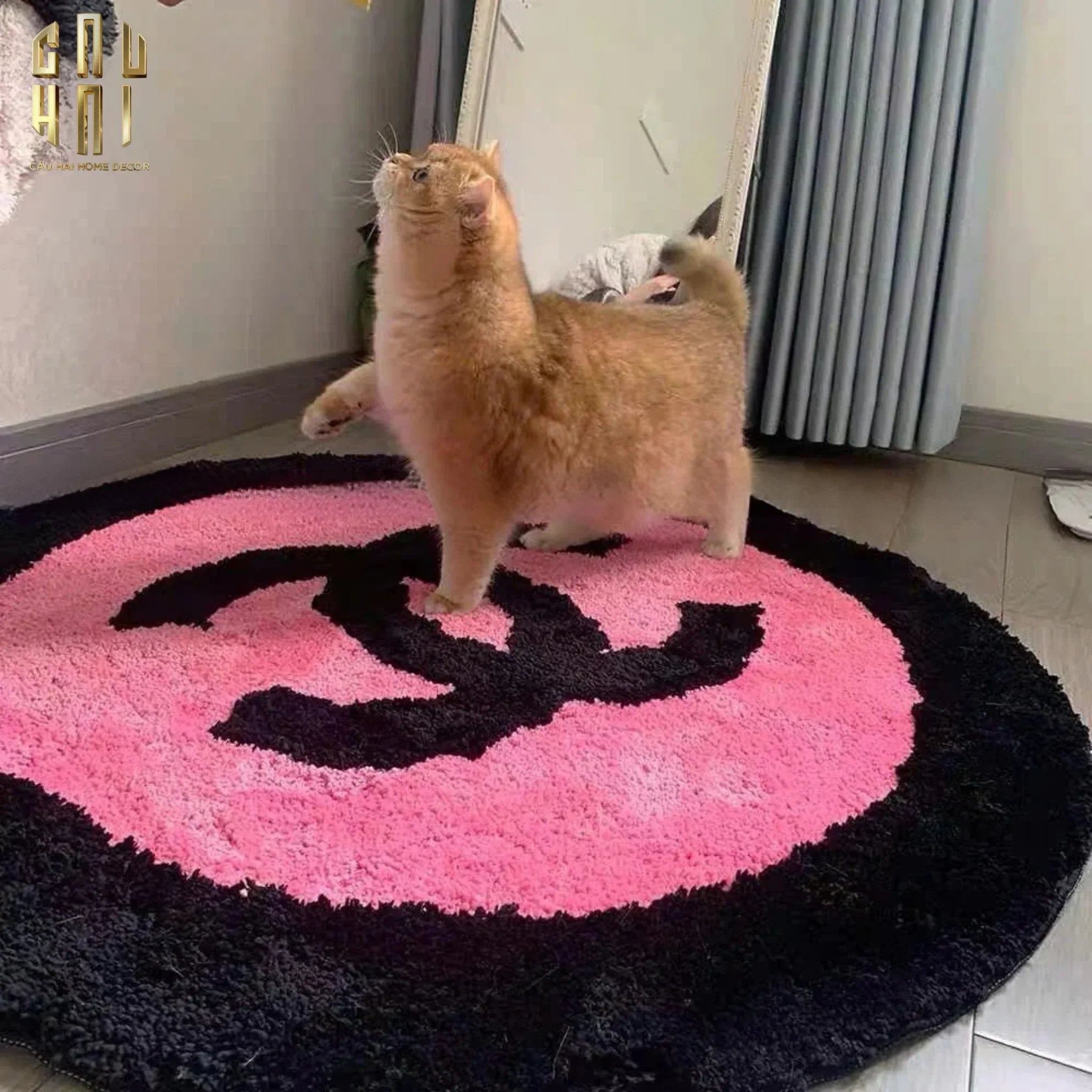 THẢM TRÒN SỢI DỆT D100 - "BLACKPINK" ALLURE LIMITÉE ÉDITION - CẬU HAI HOME DECOR