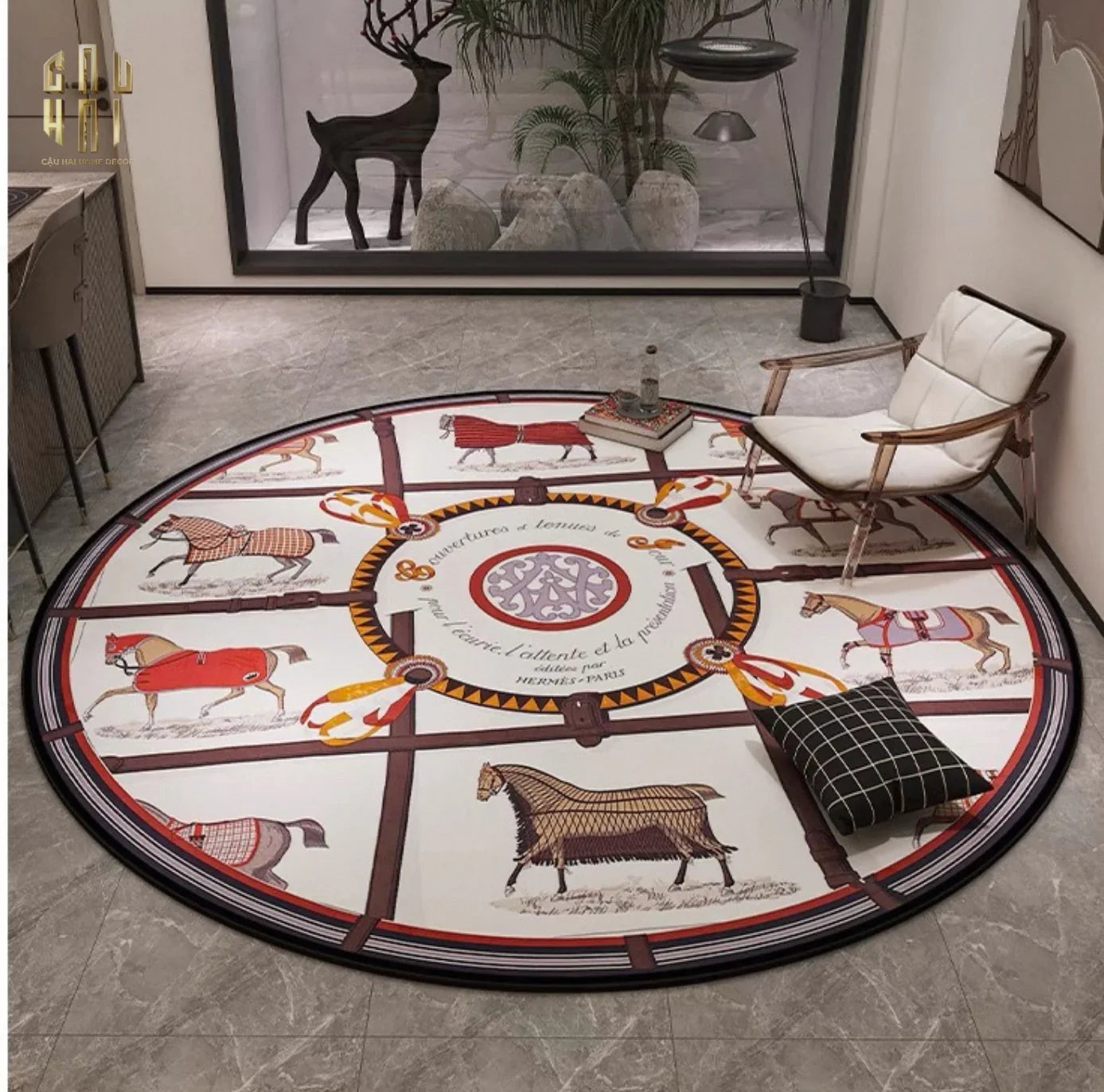 THẢM TRÒN NHUNG BỈ D100 - BRUN ET BLANC RENAISSANCE - CẬU HAI HOME DECOR