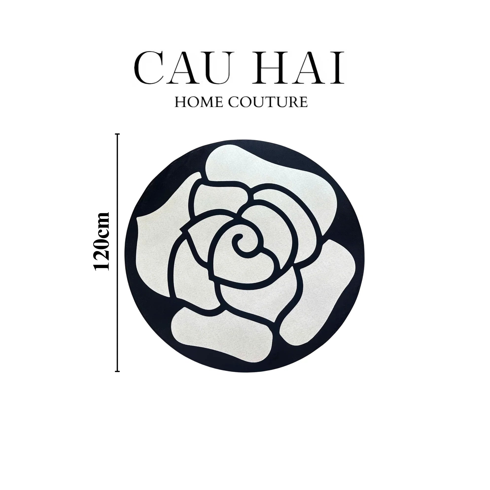Thảm Tròn Nhung Bỉ D120 Camélia Blanc - Circle-CẬU HAI HOME DECOR