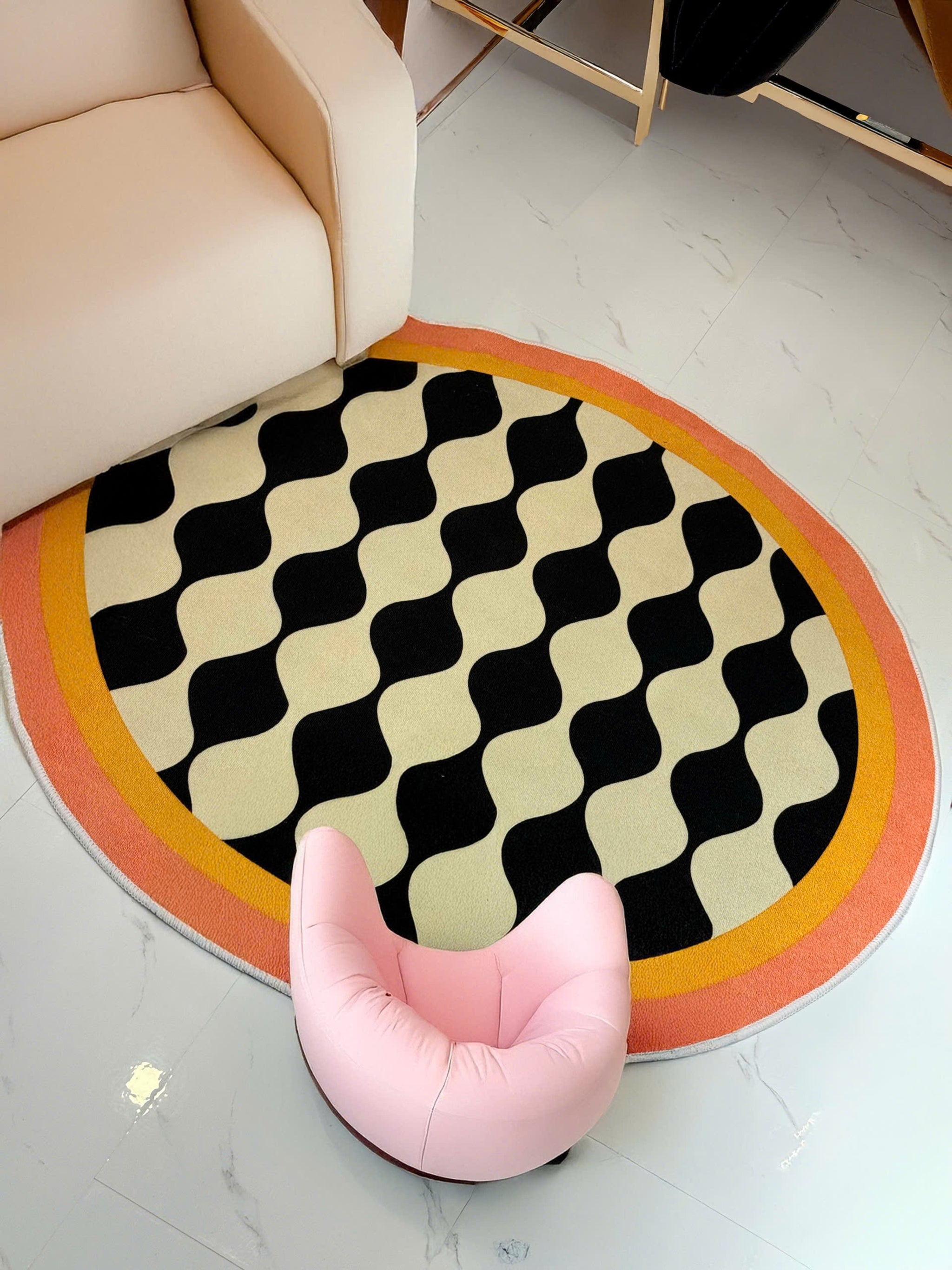 THẢM TRÒN NHUNG BỈ D120 - ILLUSION CIRCLE - CẬU HAI HOME DECOR