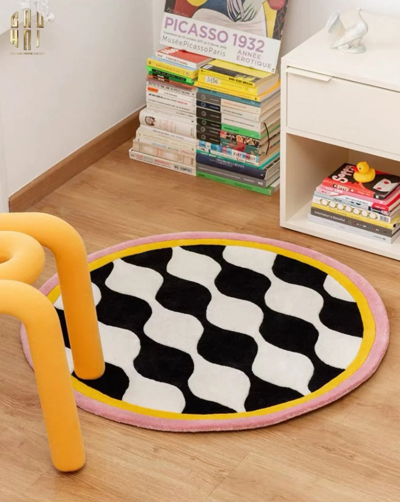 THẢM TRÒN NHUNG BỈ D120 - ILLUSION CIRCLE - CẬU HAI HOME DECOR