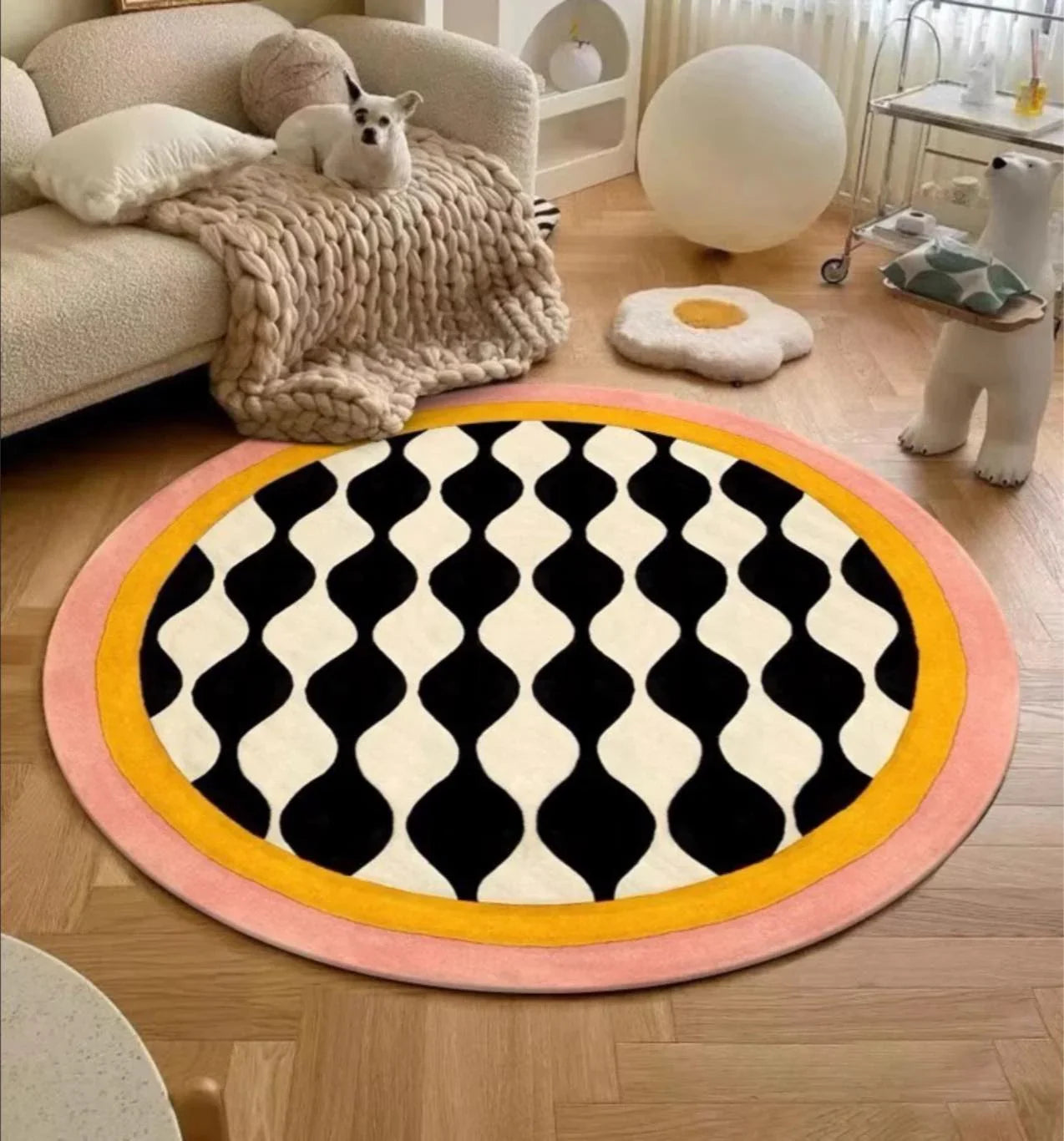 Thảm Tròn Nhung Bỉ D120 - Illusion Circle-CẬU HAI HOME DECOR