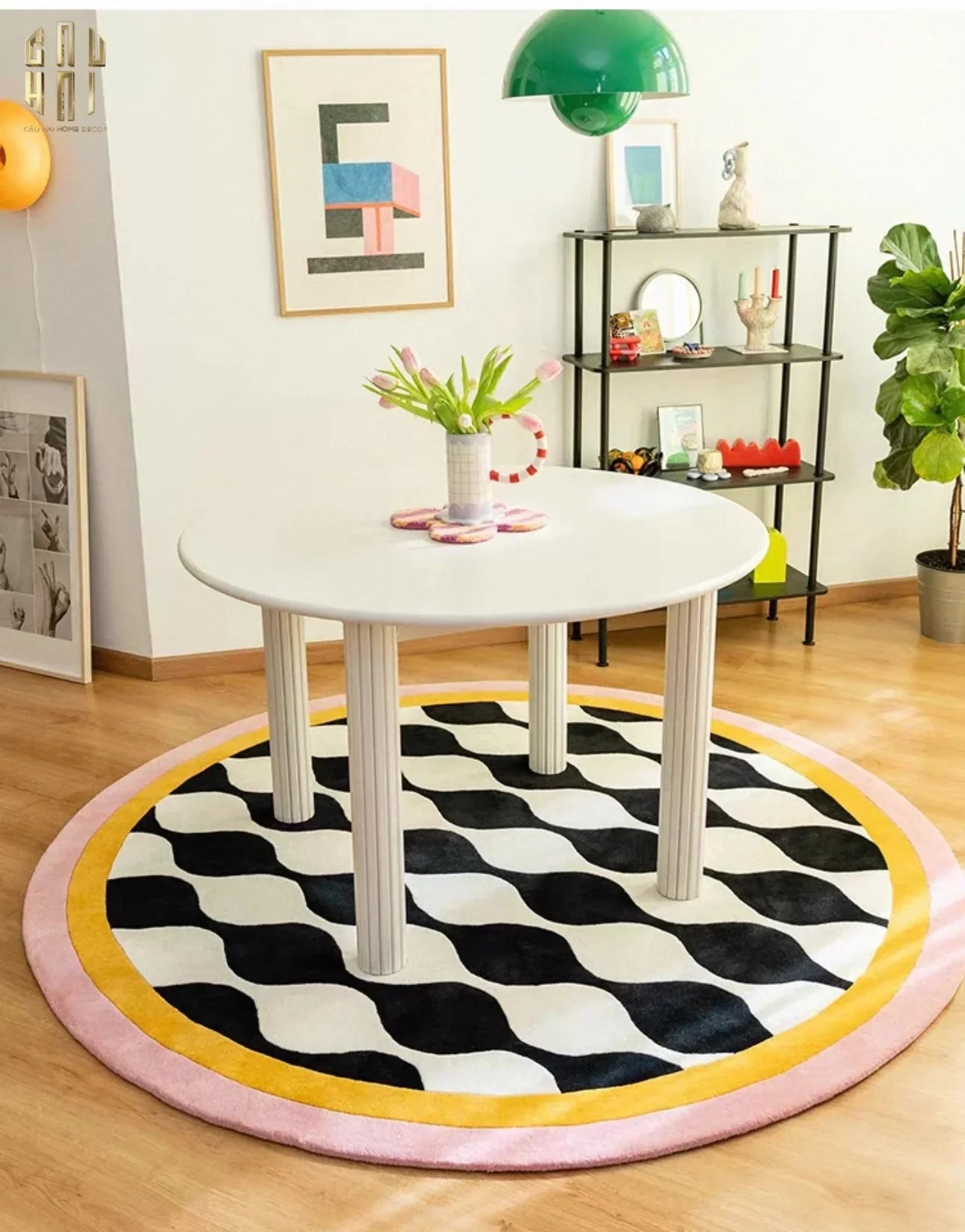 Thảm Tròn Nhung Bỉ D120 - Illusion Circle-CẬU HAI HOME DECOR