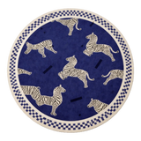 Thảm Tròn Nhung Bỉ - La Danse Du Zèbre - Bleu Indigo D140-THẢM TRÒN - THẢM BED-Đối tác tại Trung Quốc theo từng đơn đặt hàng-CẬU HAI HOME DECOR