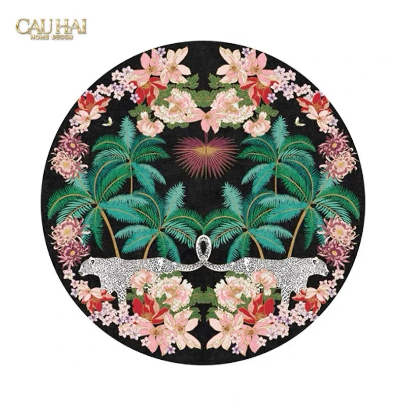 Thảm Tròn Nhung Bỉ D160 - Nocturne Jungle Panthera-CẬU HAI HOME DECOR