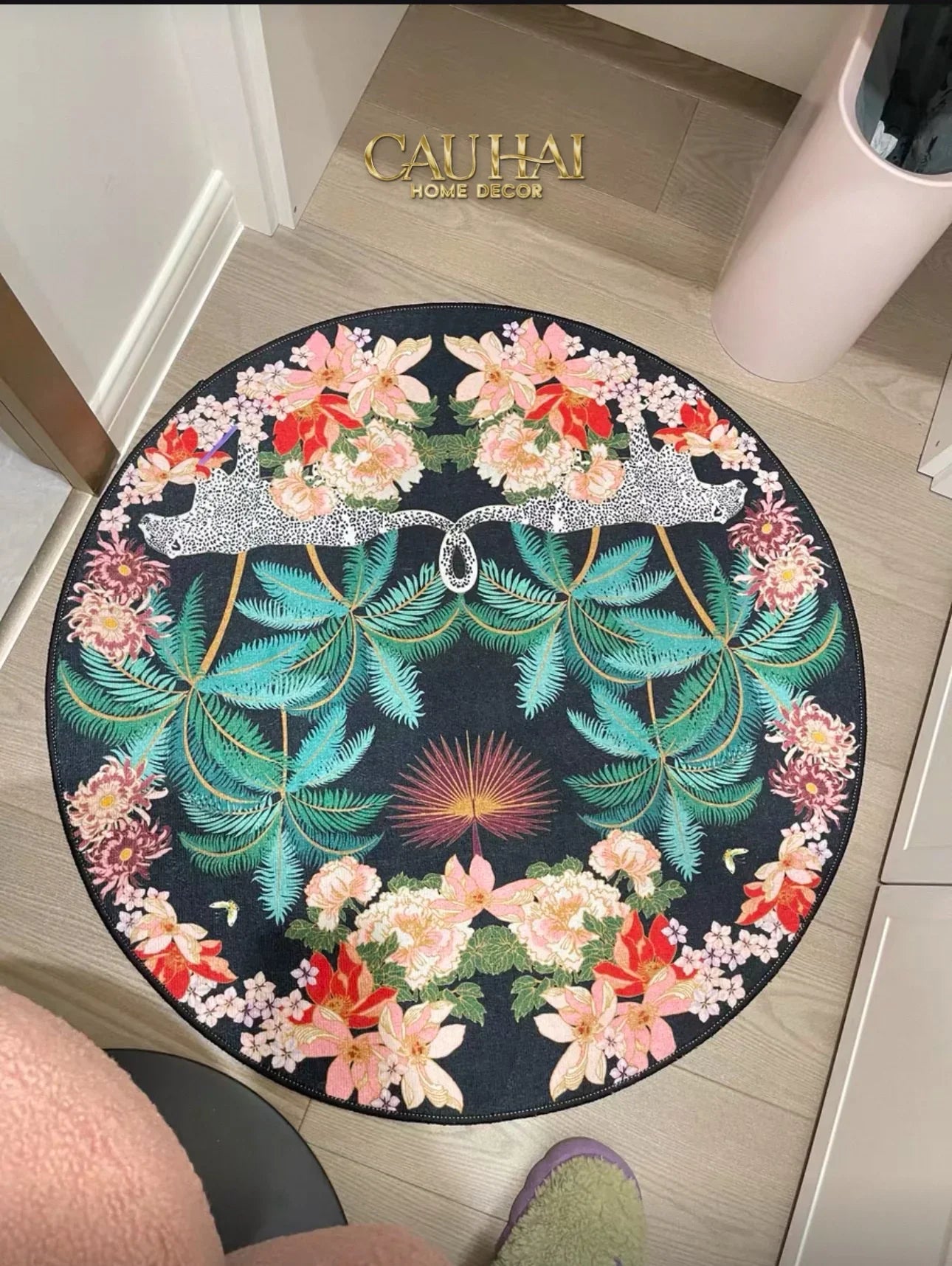 Thảm Tròn Nhung Bỉ D160 - Nocturne Jungle Panthera-CẬU HAI HOME DECOR
