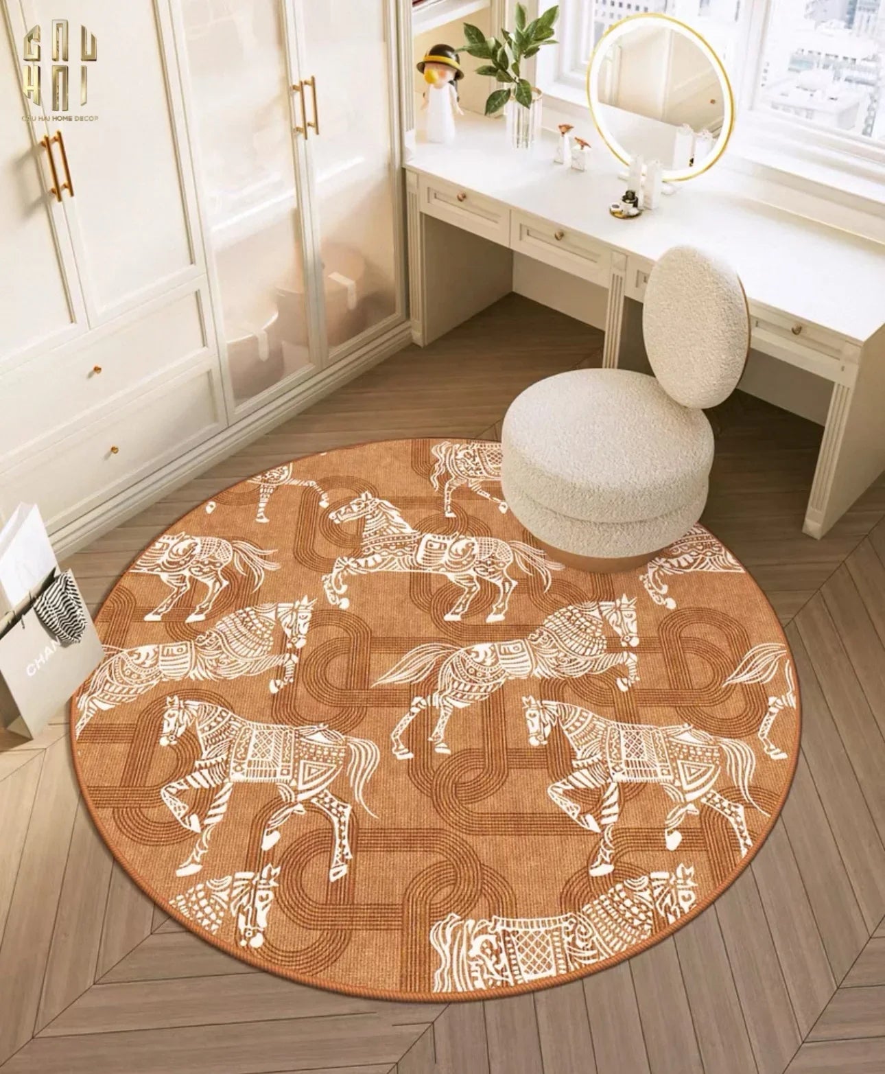 THẢM TRÒN NHUNG BỈ D160/200 - ARRAKIS CAVALIER - CẬU HAI HOME DECOR