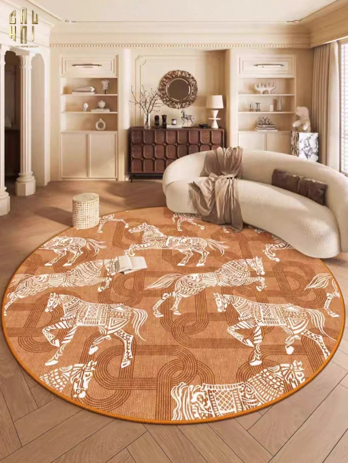 THẢM TRÒN NHUNG BỈ D160/200 - ARRAKIS CAVALIER - CẬU HAI HOME DECOR