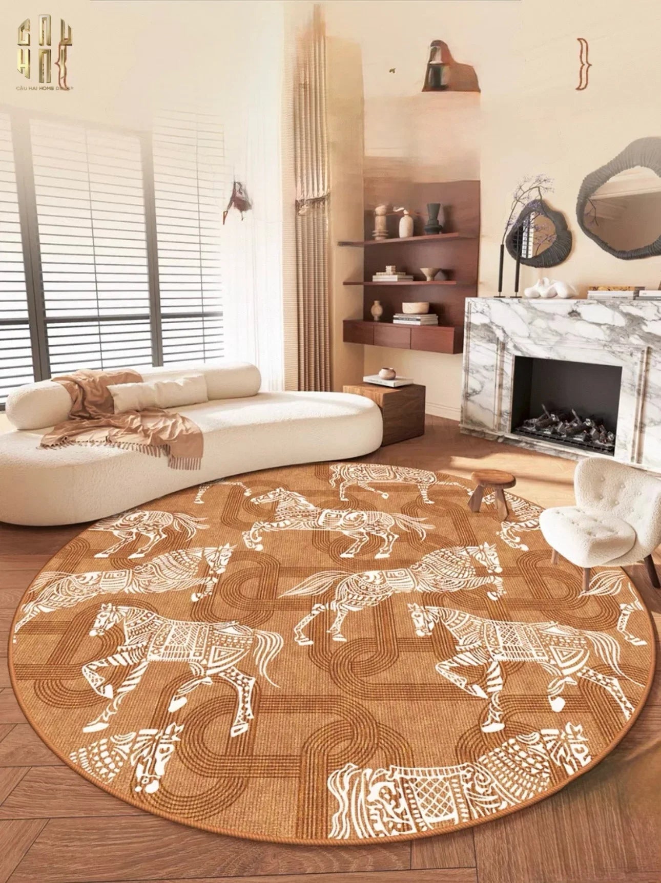 THẢM TRÒN NHUNG BỈ D160/200 - ARRAKIS CAVALIER - CẬU HAI HOME DECOR