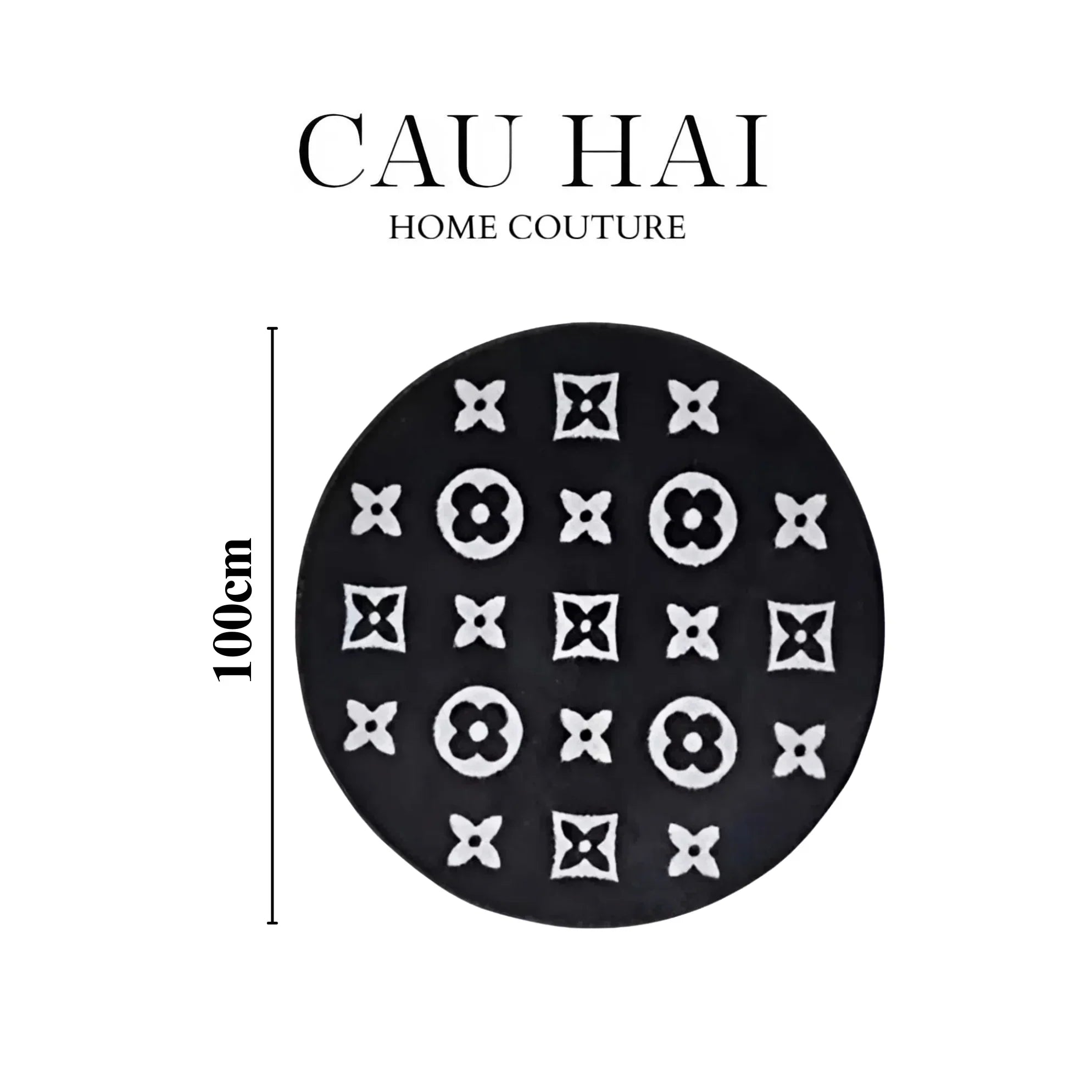 THẢM TRÒN NHUNG BỈ - LOUIS.V LE NOIR MONO D100/120 - CẬU HAI HOME DECOR