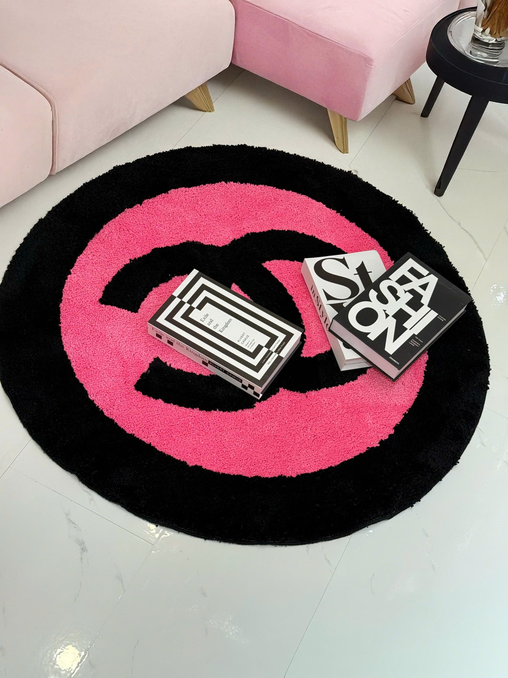 Thảm Tròn Sợi Dệt D100 - "Blackpink" Allure Limitée Édition-CẬU HAI HOME DECOR