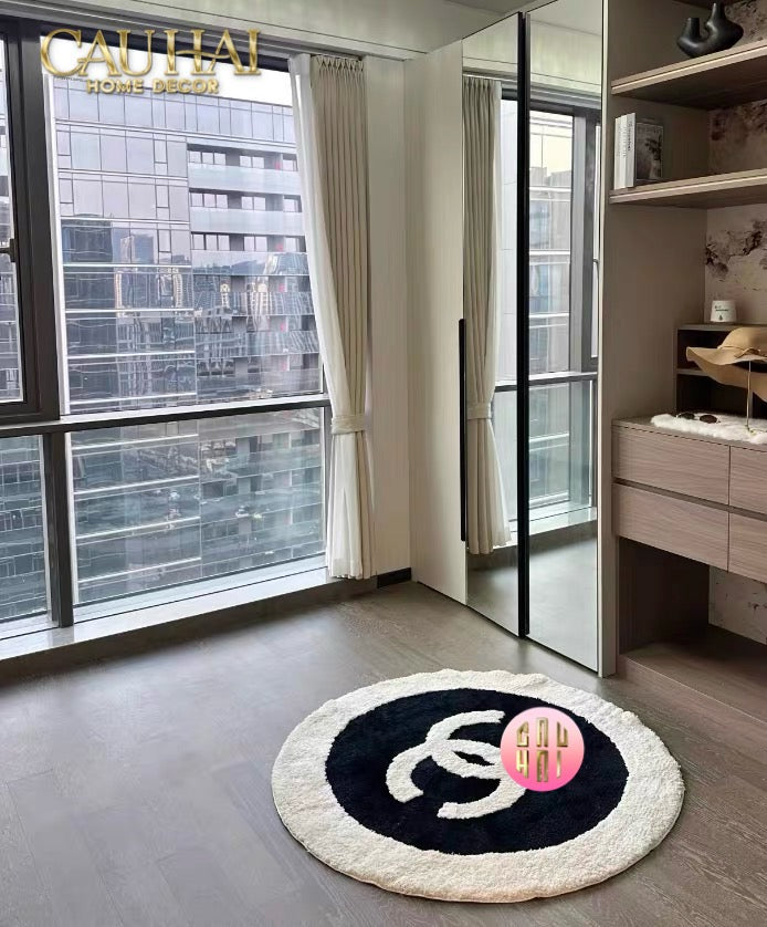 Thảm Tròn Sợi Dệt D100 - Blanche Iconique Coco Spéciale Édition-CẬU HAI HOME DECOR