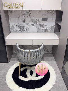 Thảm Tròn Sợi Dệt D100 - Blanche Iconique Coco Spéciale Édition-CẬU HAI HOME DECOR