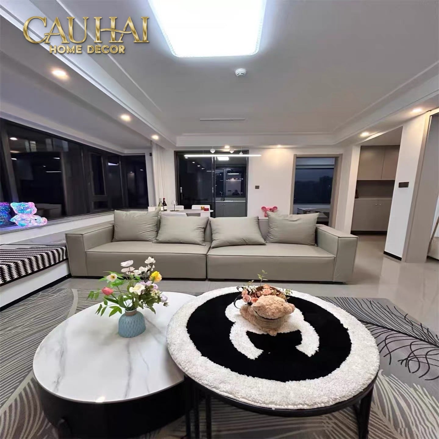 Thảm Tròn Sợi Dệt D100 - Blanche Iconique Coco Spéciale Édition-CẬU HAI HOME DECOR