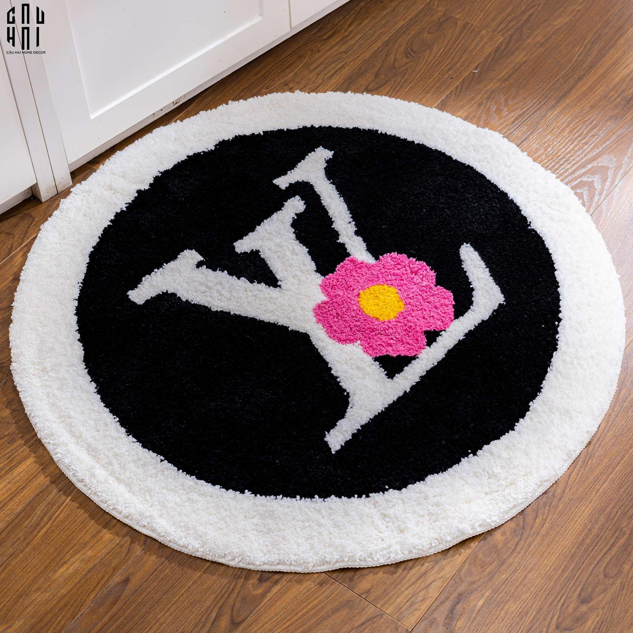 Thảm Tròn Sợi Dệt - D80/D100 La vie en Rose - Blanc Ou Noir-CẬU HAI HOME DECOR