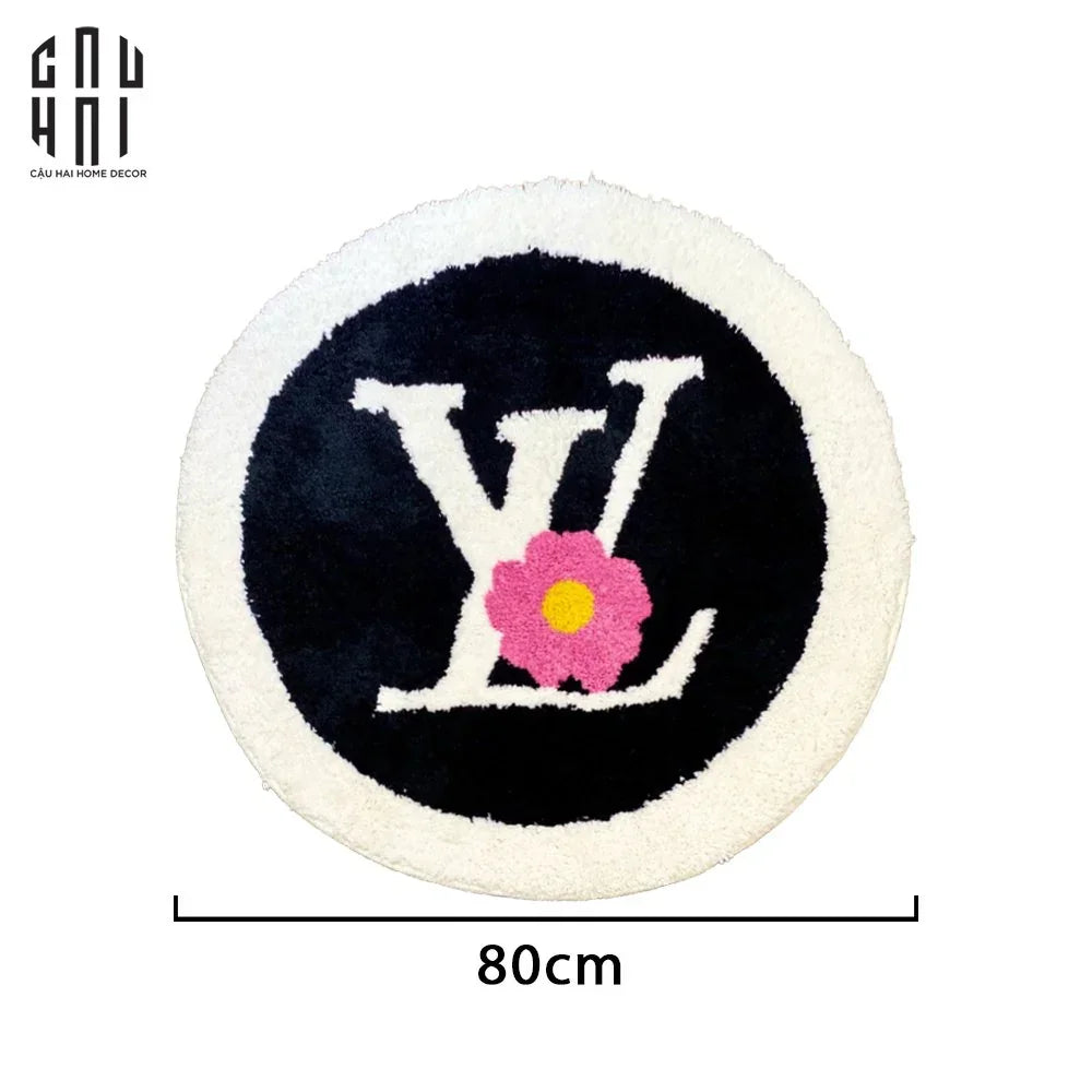 Thảm Tròn Sợi Dệt - D80/D100 La vie en Rose - Blanc Ou Noir-CẬU HAI HOME DECOR