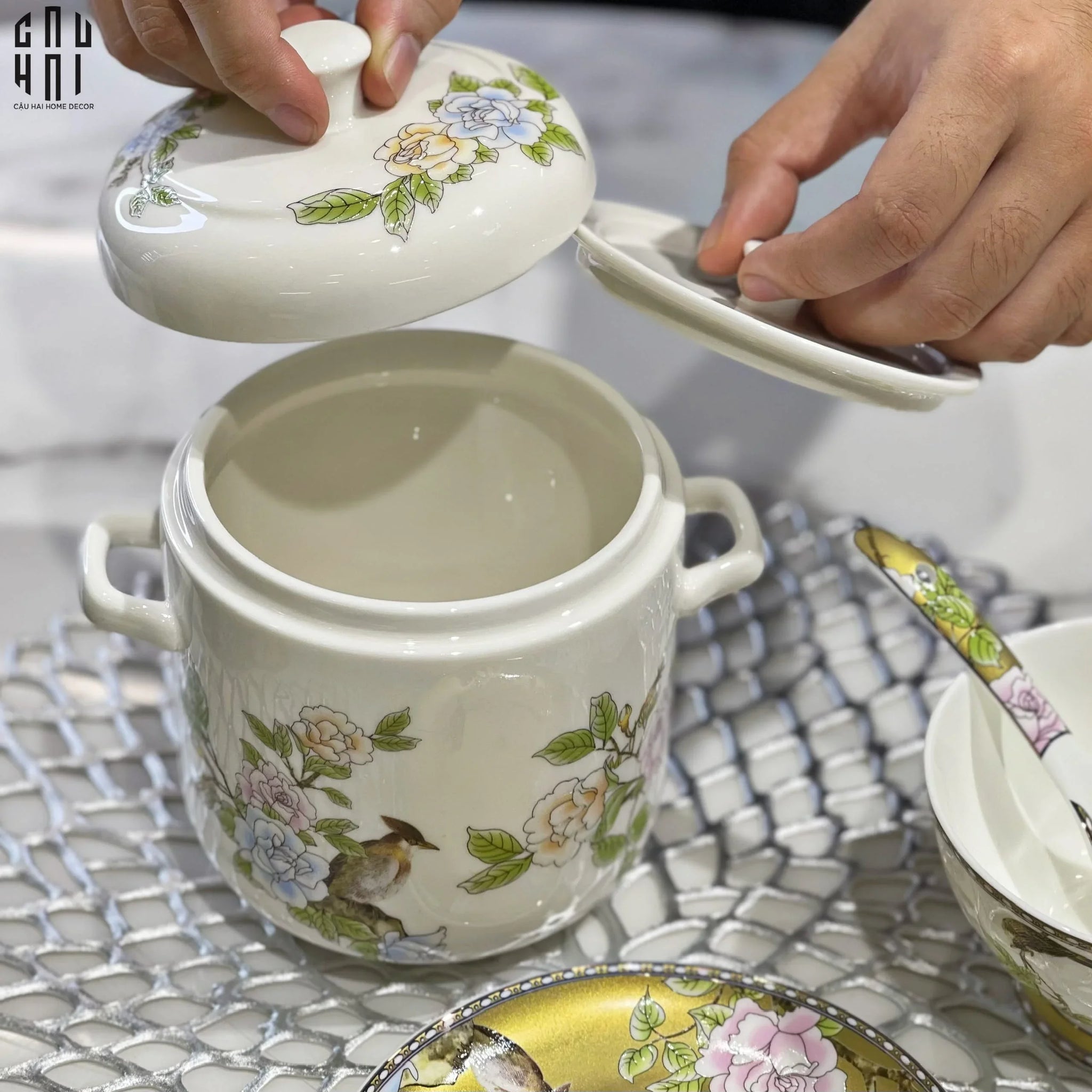 THỐ CHƯNG TIỀM PREMIUM PORCELAIN STEAM POT - CẬU HAI HOME DECOR