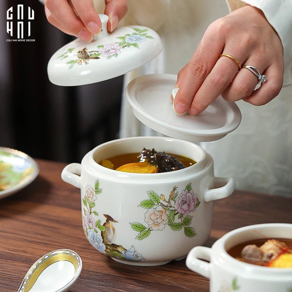 THỐ CHƯNG TIỀM PREMIUM PORCELAIN STEAM POT - CẬU HAI HOME DECOR