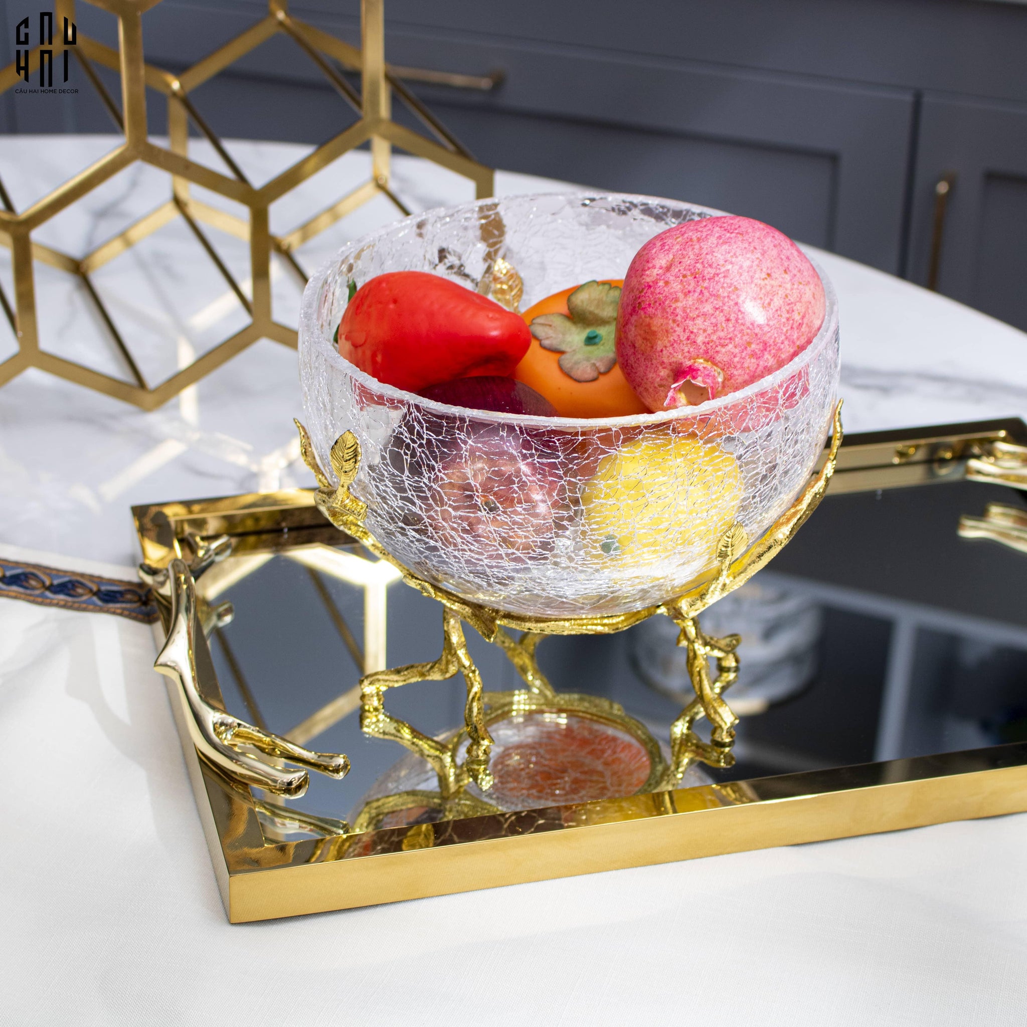 THỐ TRÁI CÂY GOLDEN BRANCH FRUIT BOWL-CẬU HAI HOME DECOR