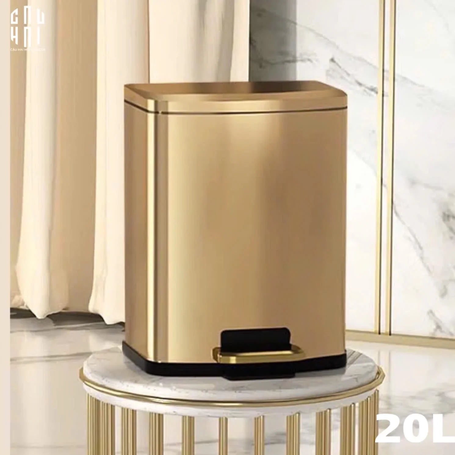THÙNG RÁC 20L CAO CẤP GOLDEN ELITE PREMIUM - CẬU HAI HOME DECOR