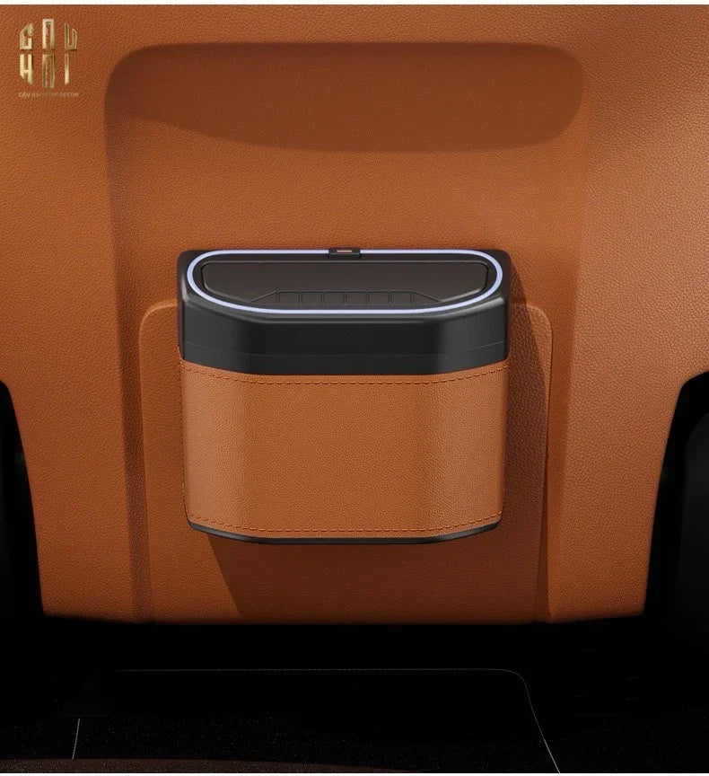 THÙNG RÁC BỌC DA CAR MINI BIN - COGNAC - CẬU HAI HOME DECOR