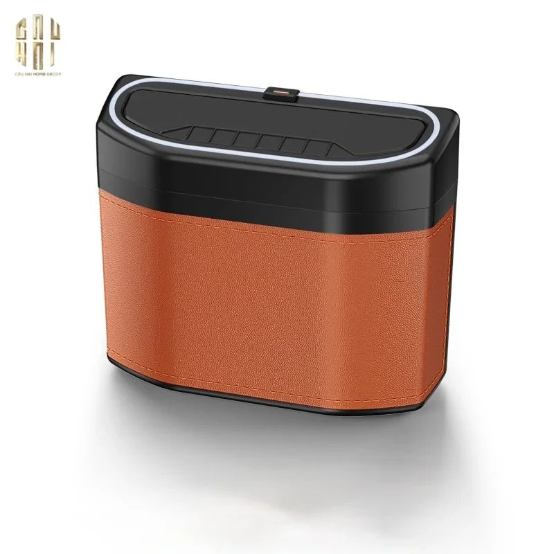 THÙNG RÁC BỌC DA CAR MINI BIN - COGNAC - CẬU HAI HOME DECOR
