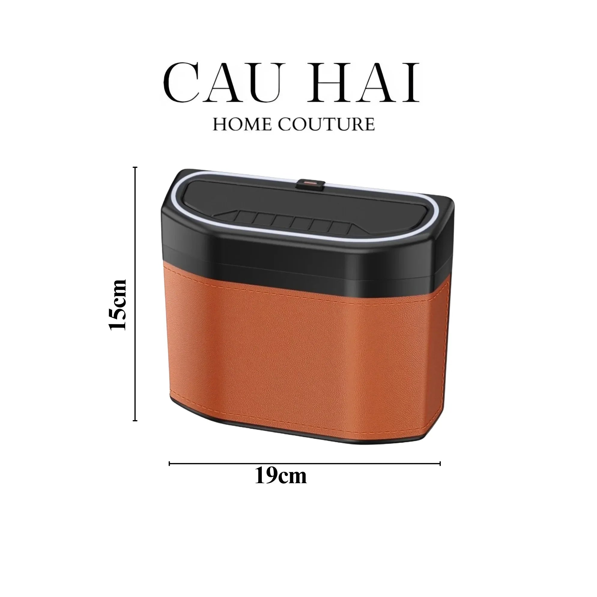 THÙNG RÁC BỌC DA CAR MINI BIN - COGNAC - CẬU HAI HOME DECOR