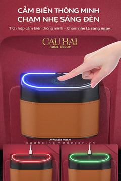 Thùng Rác Bọc Da Car Mini Bin - Cognac-CẬU HAI HOME DECOR