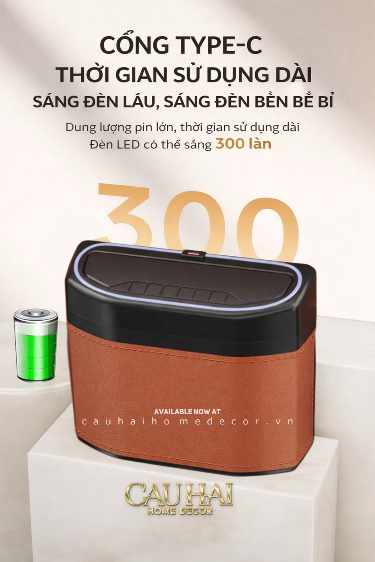 Thùng Rác Bọc Da Car Mini Bin - Cognac-Thùng Rác-Đối tác tại Trung Quốc theo từng đơn đặt hàng-CẬU HAI HOME DECOR