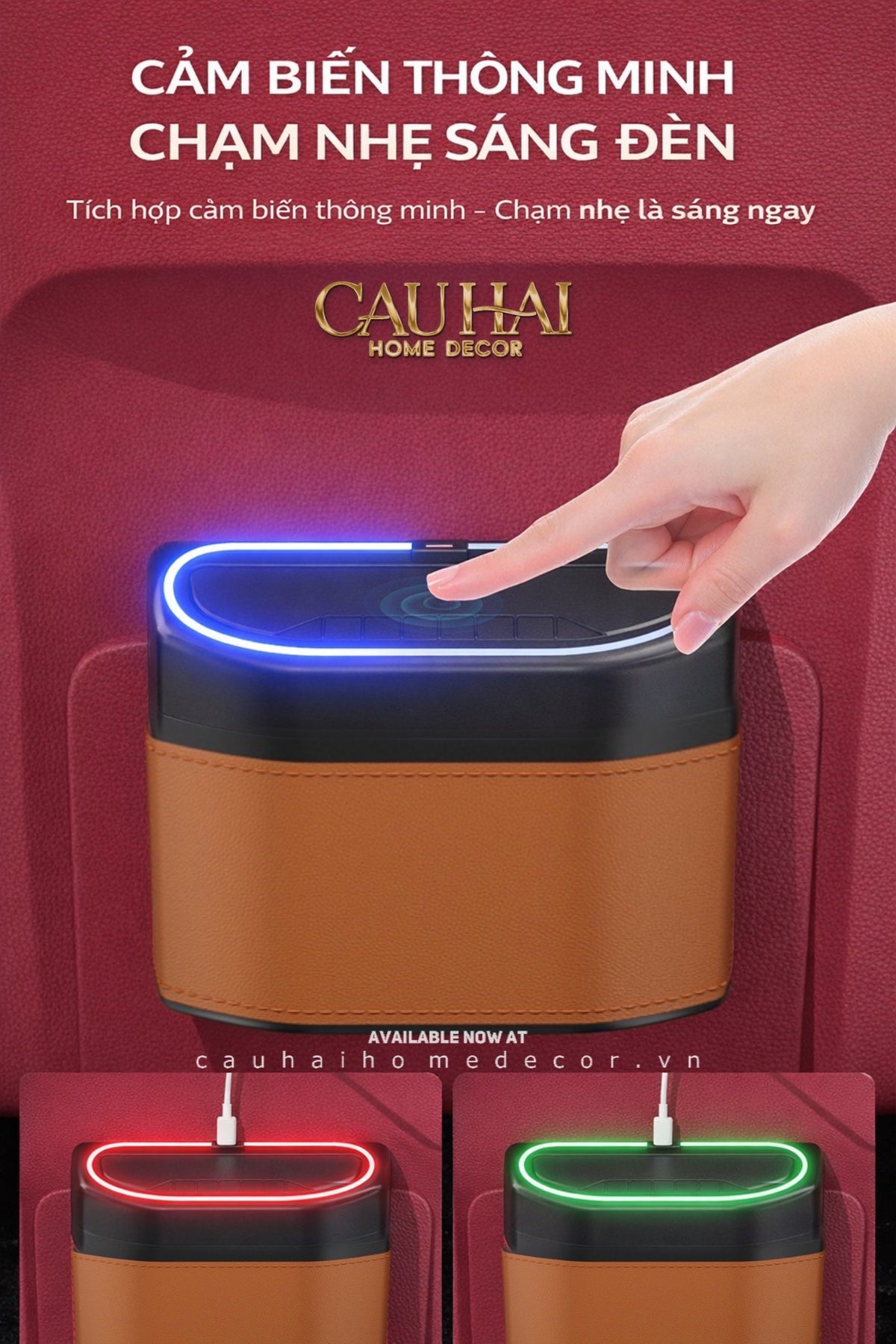 Thùng Rác Bọc Da Car Mini Bin - Cognac-Thùng Rác-Đối tác tại Trung Quốc theo từng đơn đặt hàng-CẬU HAI HOME DECOR
