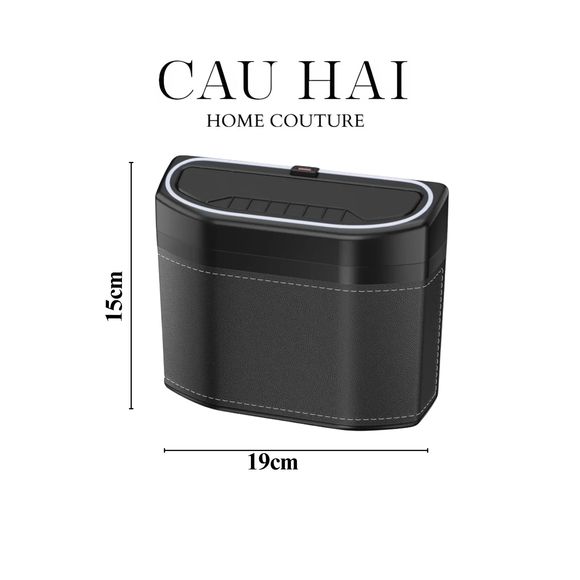 THÙNG RÁC BỌC DA CAR MINI BIN - NOIR - CẬU HAI HOME DECOR