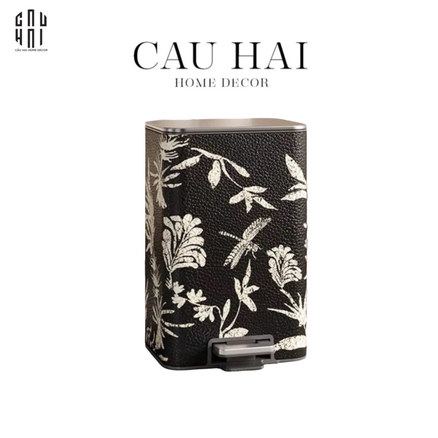 THÙNG RÁC CAO CẤP BỌC DA DRAGONFLY 15L - CẬU HAI HOME DECOR