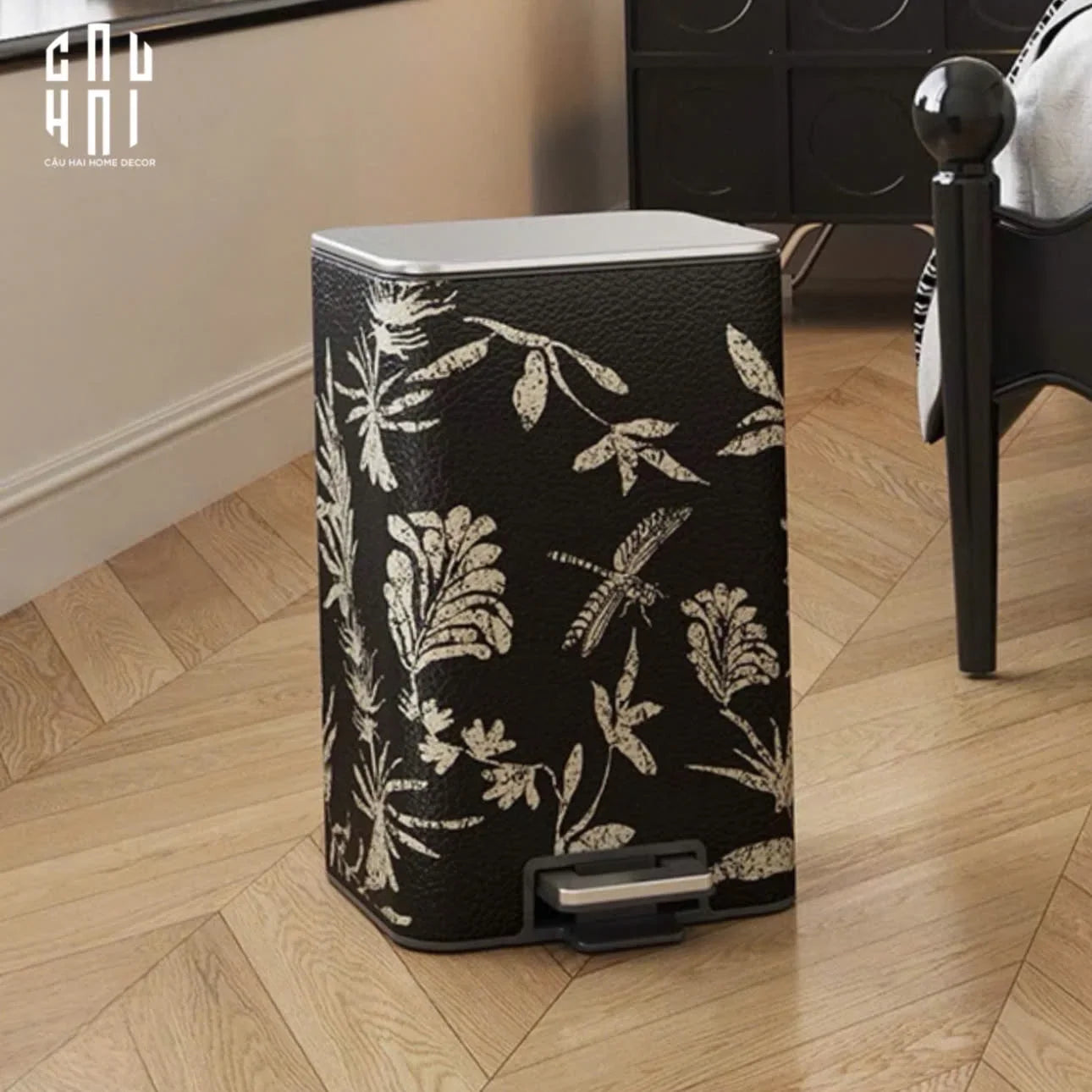 THÙNG RÁC CAO CẤP BỌC DA DRAGONFLY 15L - CẬU HAI HOME DECOR