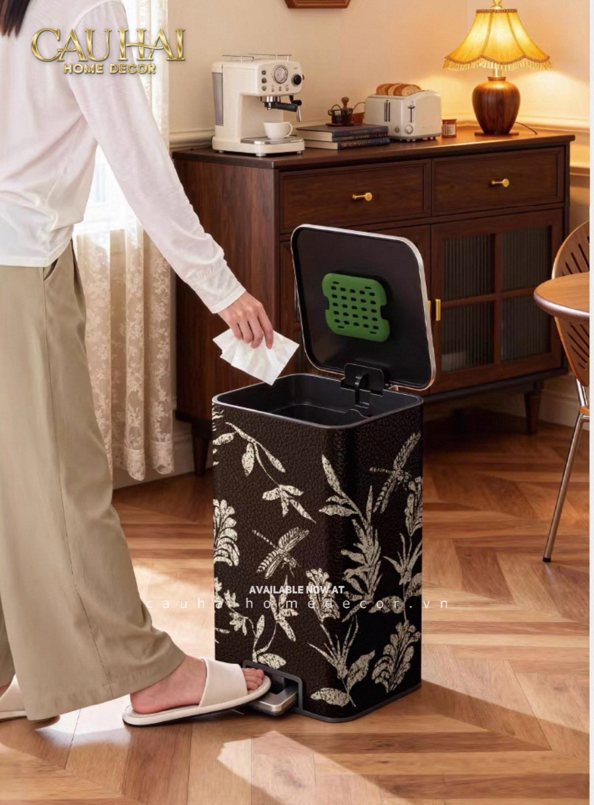 Thùng Rác Cao Cấp Bọc Da Dragonfly 15L-Thùng Rác-Đối tác tại Trung Quốc theo từng đơn đặt hàng-CẬU HAI HOME DECOR