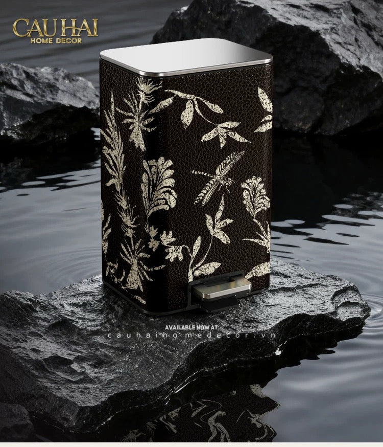Thùng Rác Cao Cấp Bọc Da Dragonfly 15L-Thùng Rác-Đối tác tại Trung Quốc theo từng đơn đặt hàng-CẬU HAI HOME DECOR