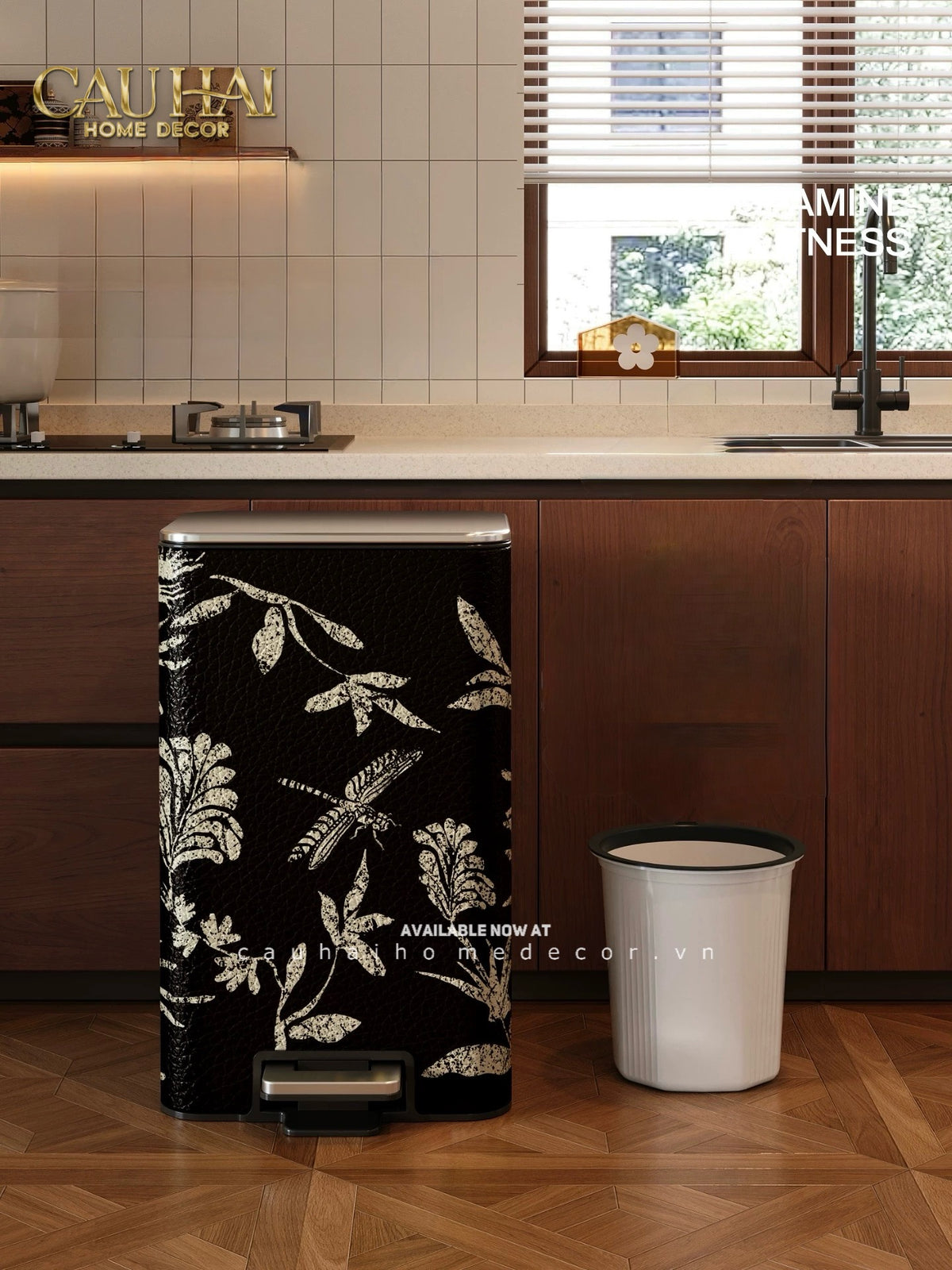 Thùng Rác Cao Cấp Bọc Da Dragonfly 15L-Thùng Rác-Đối tác tại Trung Quốc theo từng đơn đặt hàng-CẬU HAI HOME DECOR