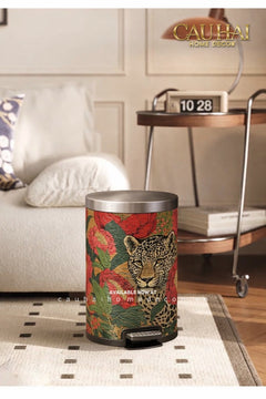 Thùng Rác Da Crimson Leopard Jungle D.O 14L-CẬU HAI HOME DECOR