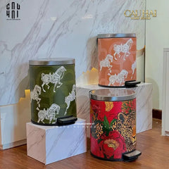 Thùng Rác Da Crimson Leopard Jungle D.O 14L-CẬU HAI HOME DECOR