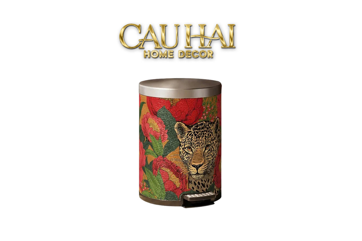 Thùng Rác Da Crimson Leopard Jungle D.O 14L-Thùng Rác-Đối tác tại Trung Quốc theo từng đơn đặt hàng-CẬU HAI HOME DECOR