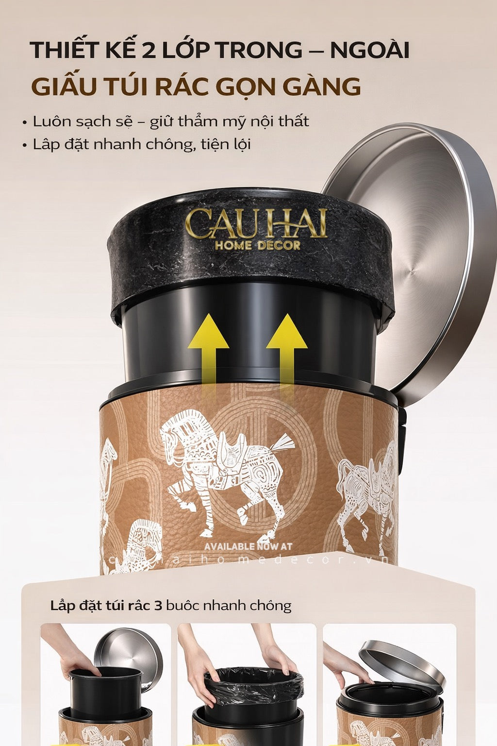 Thùng Rác Da Les Cavaliers Blancs Impériaux 14L - Vert Up-Thùng Rác-Đối tác tại Trung Quốc theo từng đơn đặt hàng-CẬU HAI HOME DECOR
